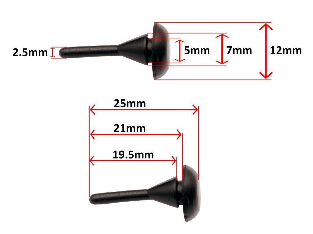 Bumper Pull Through 12mm Overall Diameter 3.3mm Height Suit 5.5mm Internal Diameter Fitment Hole 2mm Panel Thickness