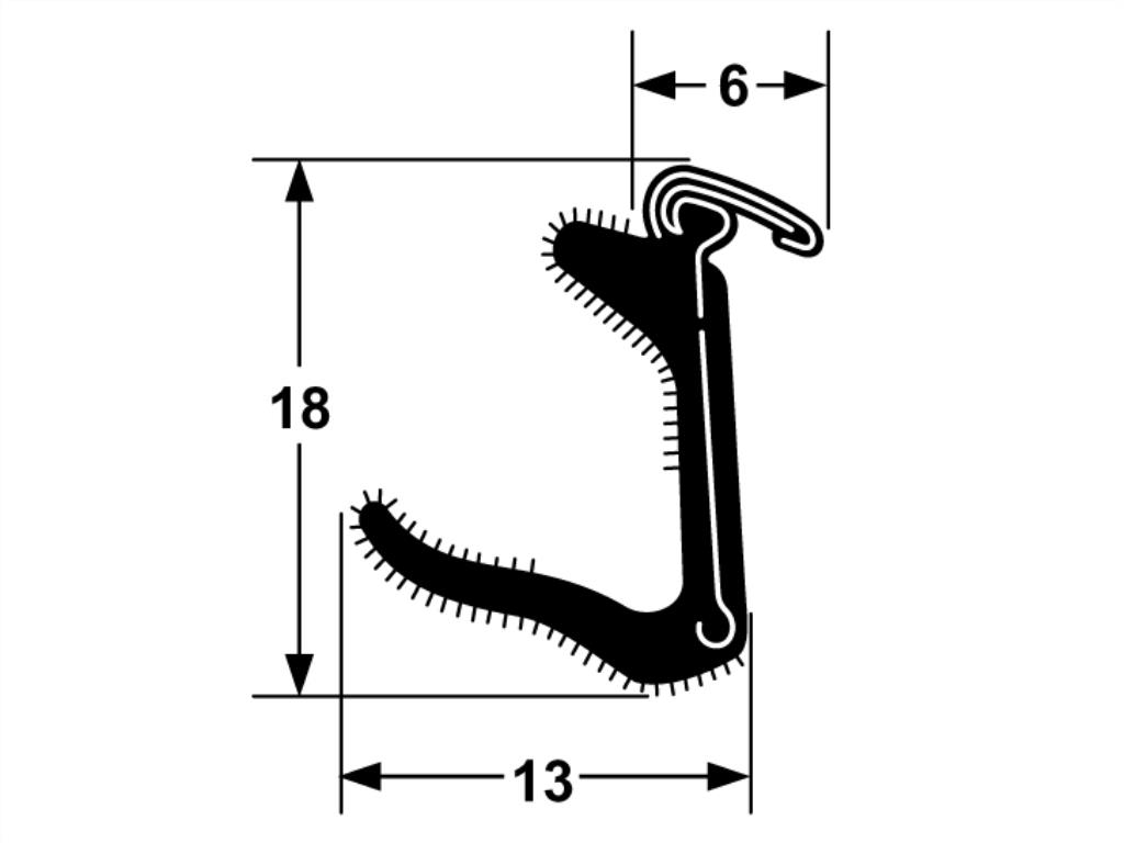 Door Belt 2.44 Mtr Lth Rubber With Chrome Edge