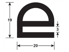 Proflex Extrusion Solid E Seal 22 X 2 X 19mm X 25m Roll