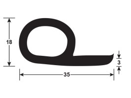 Proflex Extrusion Solid P Seal 34 X 3 X 18mm X 25m Roll